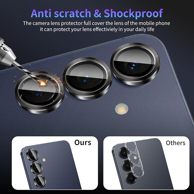 Camera Lens Protector for Samsung Galaxy S25,1 Pack | Tempered Metal Glass Camera Cover Film,HD Clear,Anti-Scratch Lens Screen Protector Film,Case Friendly,Black Titanium - Image 4
