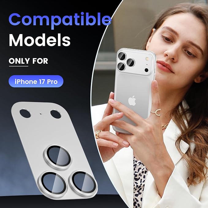 Tensea for iPhone 17 Pro Camera Lens Protector | Metal Aluminum Alloy Tempered Glass Cover Camera Screen Protector Accessories, Case Friendly - Image 2