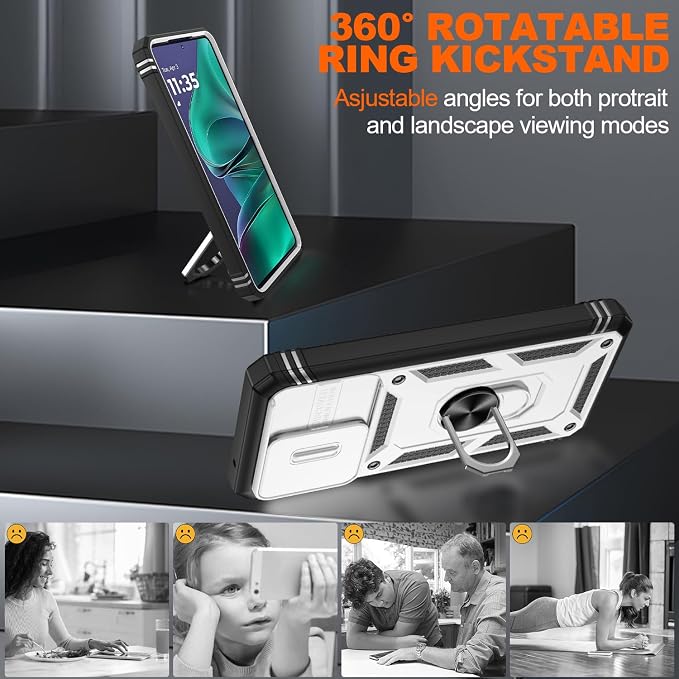 Gritup for Motorola Moto G Stylus 5G 2026 Case: G Stylus 5G 2025 Case with Screen Protector*2 [Magnetic Stand] [Slide Camera Cover] Shock Proof Military-Grade para G Stylus-5G-20255 White+Black - Image 8