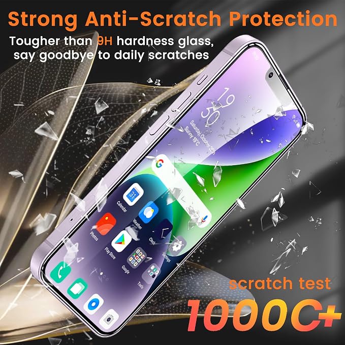Lesakit 3+3 Pack Privacy Screen Protector for iPhone 14 Plus 6.7-Inch with 3 Pack Camera Lens Protector, Anti Spy Tempered Glass Film 9H Hardness Bubble Free Case Friendly - Image 4