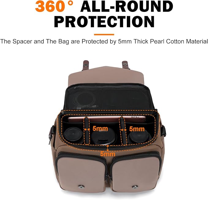 Cwatcun Large Camera Messenger Bag, Waterproof Crossbody Case with Tripod Holder - Image 5