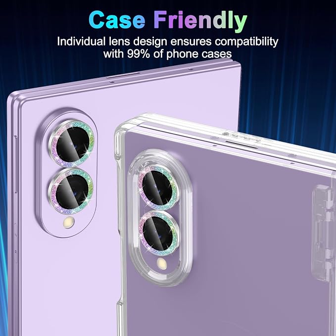 Meshine for Samsung Galaxy Z Fold 8 Camera Lens Protector,Scratch Proof,Strong Adsorption,9H Hardness with Metal Ring Camera Cover,Ultra Thin Case Friendly,Accessories Lens Protector,Glitter Colorful - Image 8