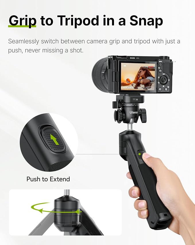 ULANZI TT38 Mini Tripod for Camera, One-Click Open Tabletop Camera Tripod | Pocket - Image 2