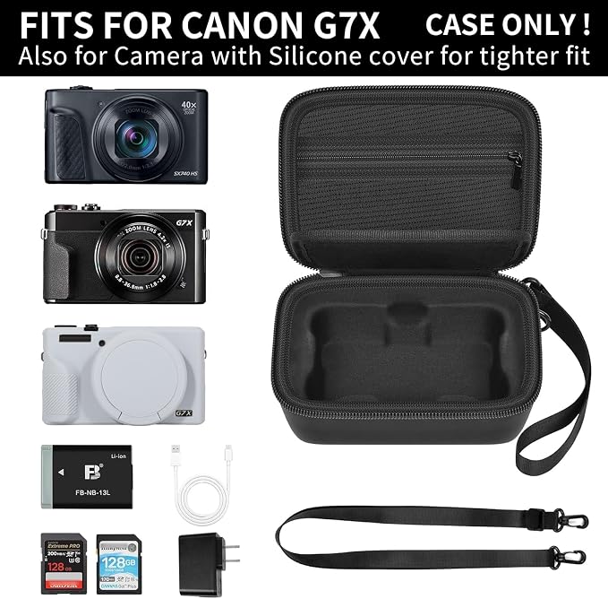 ANKHOH Case for Canon PowerShot SX740/SX720/G7X Mark III/II Digital Camera | Padded Divider, SD Card Storage, Mesh Cable Pocket, Travel Strap, Case Only, For Creators Photography & Travel, Black - Image 2