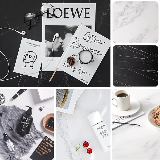 5PCS Double Sided 10 Patterns Photography Backdrop Boards, 16x16 Inch Waterproof Background Surface with 4 Brackets, Cement Marble Wood Brick Texture Backdrop for Food Jewelry Shooting - Image 6