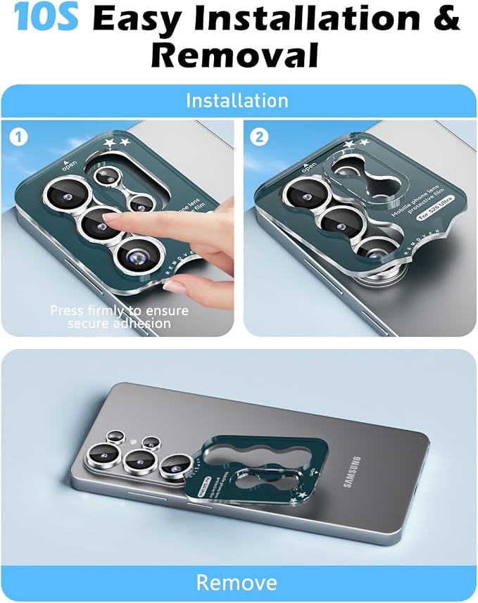 CloudValley for Samsung Galaxy S26 Ultra Camera Lens Protector Bling | 9H Tempered Glass + Aluminum Alloy Lens Protective Ring [Glitter Decoration] Ultra-HD Individual Lens Cover,Glitter Silver - Image 8