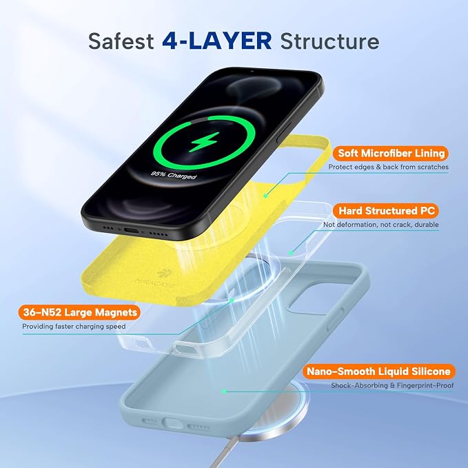 Miracase Silicone & Magnetic for iPhone 12 Pro Max Case, Clove Purple | Compatible with MagSafe, Soft Microfiber Lining, Premium Silicone Case Shockproof Drop Protection Phone Case for 12 Pro Max - Image 6