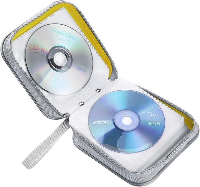 Siveit DVD Case CD Case Holders DVD Binder Wallet Hard Plastic 48 Capacity CD/DVD Disc Cases Storage Binder for Car Home Office Travel (Yellow) - Image 5