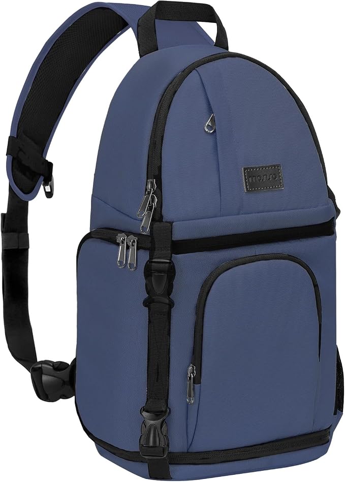 MOSISO Camera Sling Bag, DSLR/SLR/Mirrorless Camera Case Camera Backpack | Shockproof Photography Bag with Tripod Holder&Removable Modular Inserts Compatible with Canon/Nikon/Sony/Fuji, Steel Blue by MOSISO