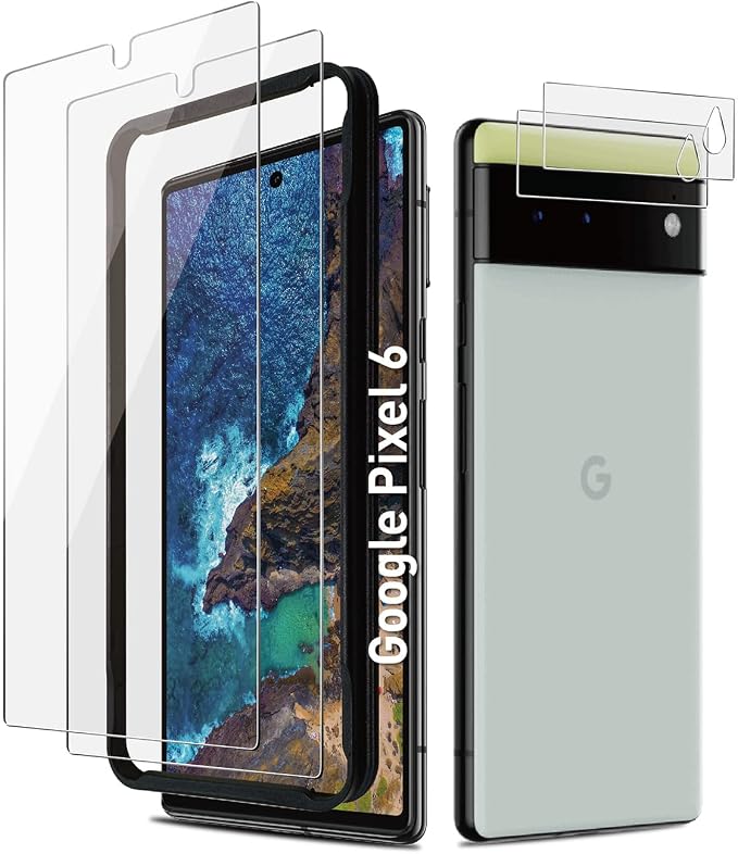 AACL 2-Pack for Google Pixel 6 Screen Protector Tempered Glass [6.4"] | with 2-Pack Camera Lens Protectors, HD Clear, Fingerprint Unlock, Case-Friendly, Anti-Scratch [9H Tempered Glass] by AACL