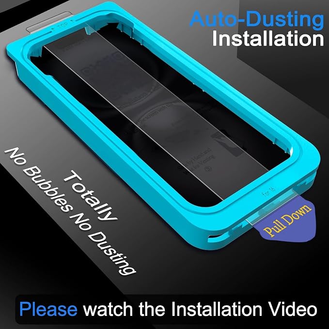Ferilinso 3 Pack Privacy Screen Protector for iPhone 16, Tempered Glass | 9H+ Hardness, Military-Grade Shatterproof, Case Friendly, Easy Installation Bubble Free, with Camera Lens Protectors - Image 4