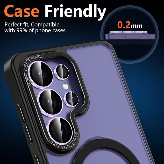 for Samsung Galaxy S26 Ultra Camera Lens Protector, Individual Metal Ring Tempered Glass Lens Cover, [Strong Adsorption] Scratch Resistant Ultra-Thin HD Clear Lens Cover, 1 Set-Purple Ring - Image 6
