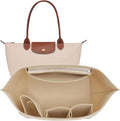 Doxo Purse Organizer Insert for Longchamp Le Pliage Tote, Large Bag Organizer with YKK Zipper Pocket & Cup Holder, Handbag Shaper for Women, Fits Original/Green/Energy L Tote, Beige-WL by Doxo