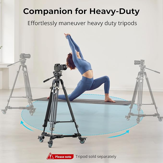 SmallRig Quick-Lock Photography Heavy Duty Tripod Dolly, Heavy Duty with 3" Rubber Wheels, Adjustable Legs, Handle & Carry Bag, 44.1lbs Capacity Tripod Wheels for Filming and Photography - Image 2