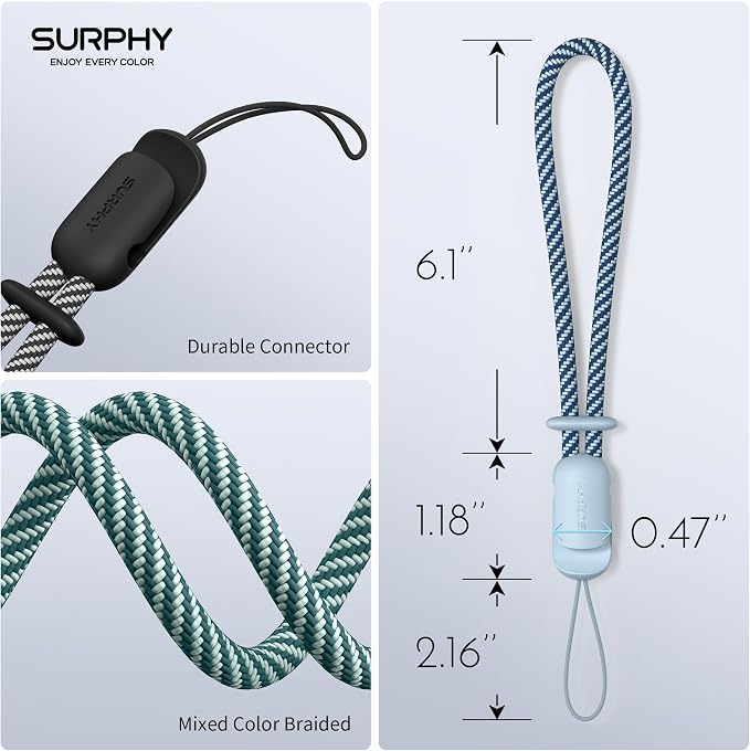 SURPHY 3 Pack Phone Wrist Strap, Phone Lanyard with Cellphone Tether Tab | Phone Strap Charm, Camera Wrist Strap with 2-Color Braided, Phone Wristlet, Wrist Lanyard for Case - Image 3