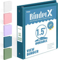 BinderX 3 Ring Binder 1.5 Inch, 1.5" Clear View Binder, Navy Blue, Letter | Extra Durable, PVC-Free, Customizable, Interior Pockets, 325-Sheet Capacity, Eco-Friendly, Reinforced Hinge, School, Office by Sooez