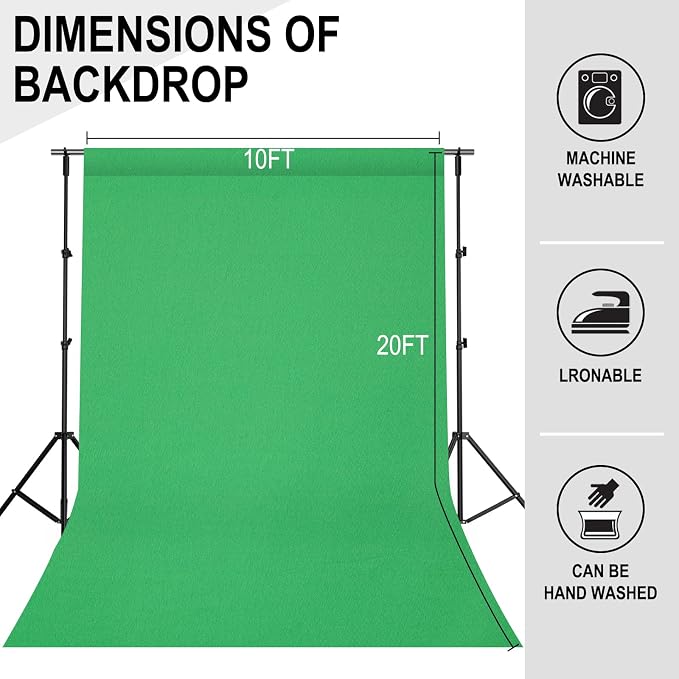 GFCC Greenscreen Backdrop Chromakey Streaming Photography, 10x20FT | Non-Reflective, Easy Hang, Multipurpose Background for Gaming Studio Photoshoot Christmas Party Video Recording High Density - Image 4