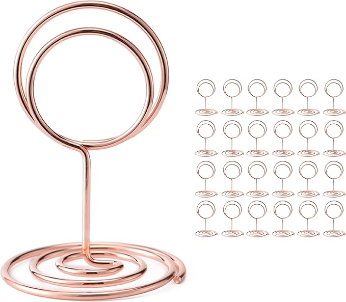 Table Number Holders, 26PCS Place Card Holder, Photo Holder (2" Rose Gold) | Cards Stand Name Menu Clips, Small Size Table Sign Card Holders for Centerpieces Wedding Birthday Party by Hoewina