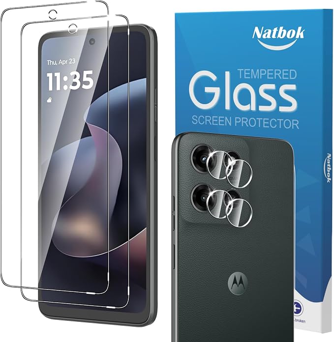 2+2 Pack for Moto G 2026/2025 Screen Protector with Camera Lens Protector,with Alignment Frame，9H Tempered Glass Film,HD Clear Scratch Resistant,Bubble-Free for Moto G 5G 2026 Screen Protector by Natbok