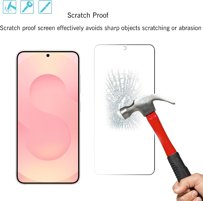 Ailun Screen Protector + Camera Lens Protector for Galaxy S25, 3+3 Pack | Tempered Glass, Fingerprint Unlock Compatible, 0.25mm, Anti-Scratch, Case Friendly, Clear, HD - Image 3
