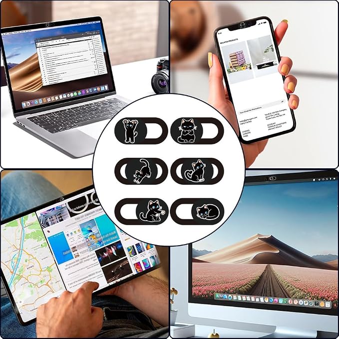 6Pcs 6 Styles Cat Camera Cover Slide Cute Privacy Guard Accessories, 0.04 Inch Ultra Thin Webcam Cover Protector Blocker for Laptop Desktop Computer Tablet Notebook Mini PC Home Office Use - Image 5