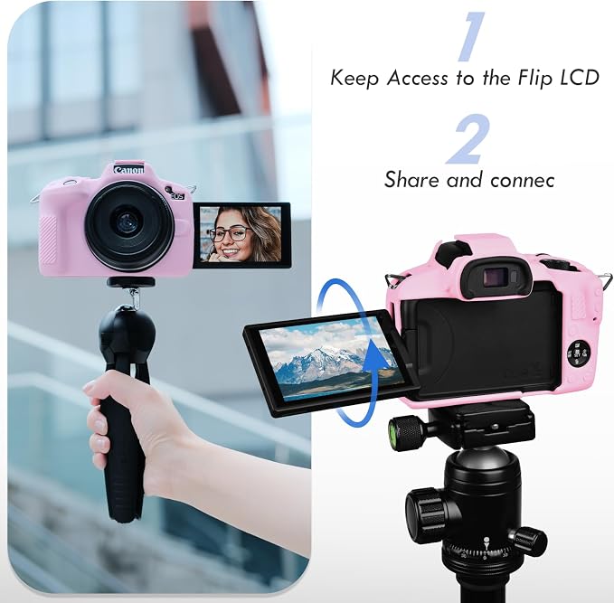 Rieibi EOSR50 EOS R50 Case, Soft Silicone Protective Case for Canon EOS R50 EOSR50 Vlogging Camera, Lightweight EOS R50 Camera Case Grip Cover Body Skin - Pink - Image 5