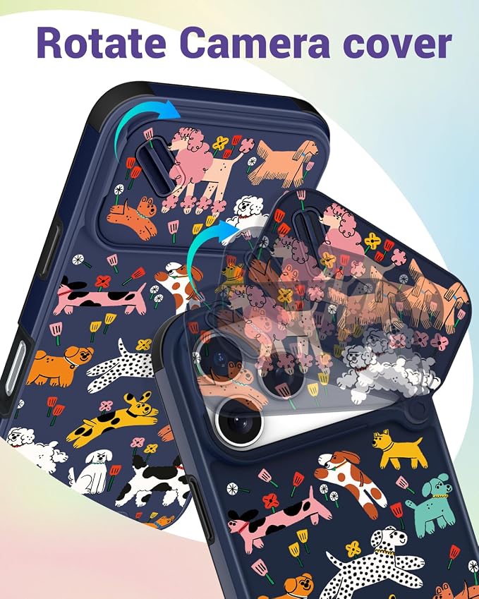 Buleens for iPhone 17 Pro Max Case 6.9 Inch - with Ring Stand & Camera Cover Aesthetic Cute Designed for Women Girls Girly Cartoon Kawaii Dogs Phone Case for iPhone 17 Pro Max Compatible with Magsafe - Image 3