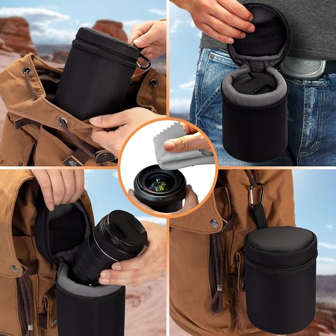 ARVOK Camera Lens Case, Water Resistant Protective Pouch for DSLR Camera, 4 Size Thick Bag for Nikon, Tamron, Sigma, Pentax, Sony, Fuji, Panasonic (4 Pack) - Image 7