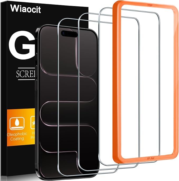 Wiaocit 3 Pack Tempered Glass Screen Protector for iPhone Air | 9H Hardness, Installation Frame, Bubble Free, Case Friendly by Wiaocit