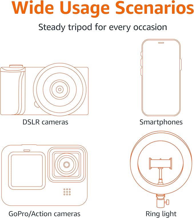 Amazon Basics 64-inch Extendable Tripod for iPhones and Smartphones, Selfie Stick Mode and Phone Tripod Mode, Black - Image 3