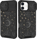for iPhone 16 Plus Case - Women Cute Phone Cover Girly Pretty Fancy Unique Aesthetic Design Slide Camera Cover Protective Case for Apple for iPhone 16 Plus,Black Moon Stars by Goocrux