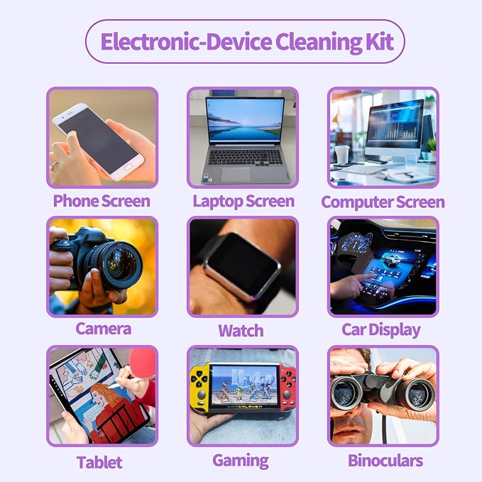 Phone Touch Screen Cleaner Mist Spray and Wipe, Hatstart Pristine Eyeglass Cleaning Kit for TV Laptop Computer Tablet PC LCD Flat Screens Car Display, Compatible with iPhone iPad MacBook Pro, Purple - Image 4