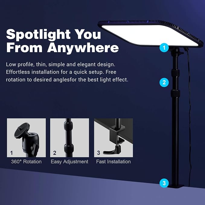 Godox ES45 Key Light,LED Video Light with Extendable Desk Stand,2.4G Wireless Control,0-100% Brightness & 2800-6500K Color Temperature,E-Sports LED Light Kit for Streaming,Zoom Calls, YouTube,Tiktok - Image 7