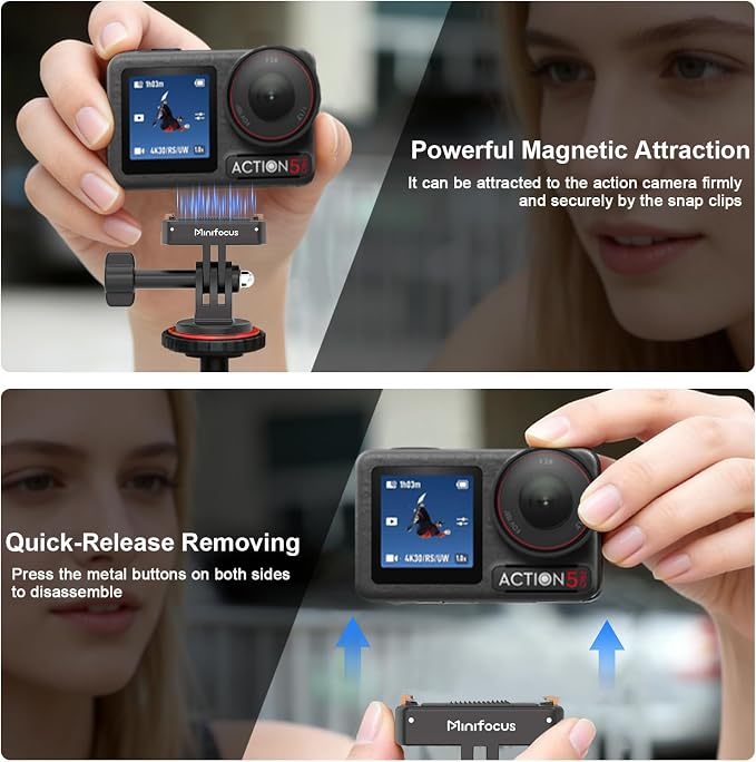 MINIFOCUS Magnetic Quick Release Adapter Mount for DJI Osmo Action 5 Pro, Extension Base Bracket with Dual-Claws for DJI Osmo Action 4/Action 3/Osmo 360 Accessories - Image 4