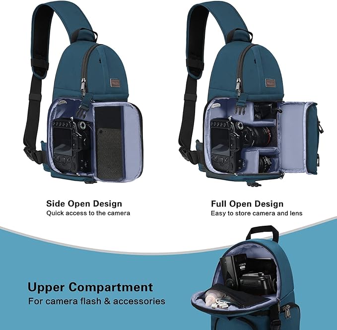 MOSISO Camera Sling Bag, DSLR/SLR/Mirrorless Camera Case Camera Backpack | Shockproof Photography Bag with Tripod Holder&Removable Modular Inserts Compatible with Canon/Nikon/Sony/Fuji, Deep Teal - Image 2