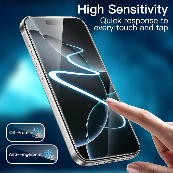 JETech Screen Protector for iPhone 16 Pro, 2+2 Pack | with Camera Lens Protector, HD Clear Tempered Glass, Anti-Scratch Protection, Easy Installation Tool - Image 6