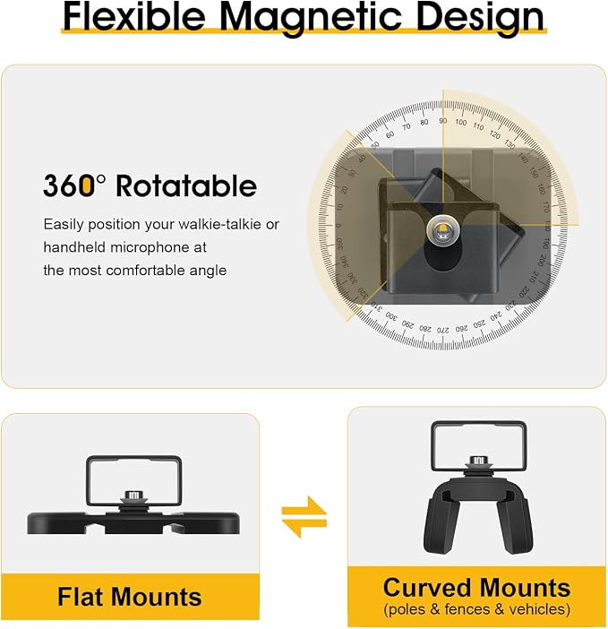 No-Drill Universal Magnetic CB Radio Mic Holder, Flexible Mount with No-Scratch Rubber Magnet Base for Speaker Microphone, Handset, Walkie Talkie, Fits Truck, Golf Cart, UTV, Off-Road Vehicle, 2 Pack - Image 2