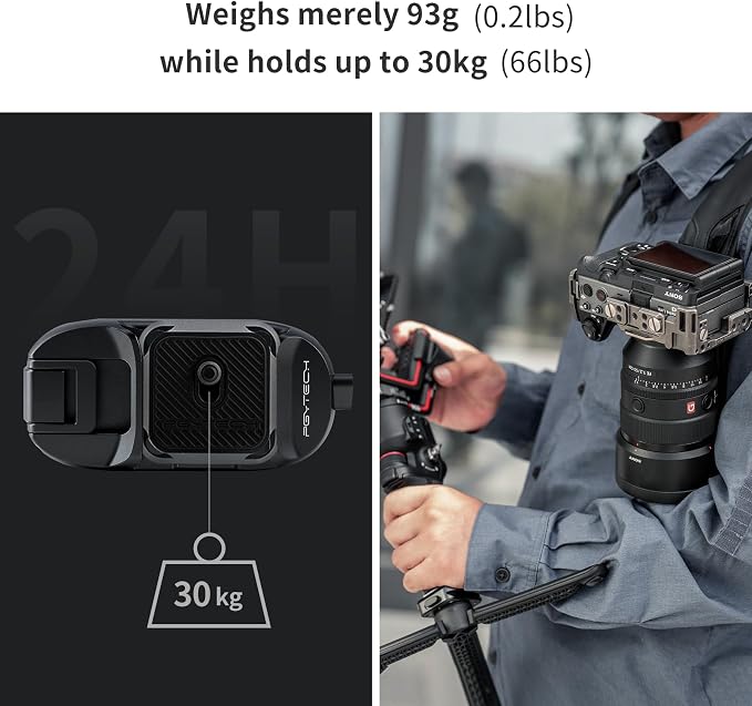 PGYTECH Beetle Camera Clip with Plate Quick Release System Backpack Clip | Max Load 66 lb Aluminum Clip for Sony, Nikon, Fuji, DSLR Action Camera Backpack Cameras Strap Mount (for Camera) - Image 4