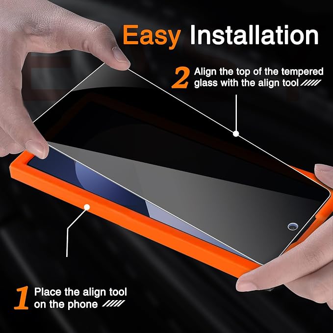 Wiaocit Privacy Screen Protector for Samsung Galaxy Z Fold 8 Ultra/Z Fold 7 | 3+3 Pack, 9H Tempered Glass, Camera Lens Protector, Installation Frame, Bubble Free, Case Friendly - Image 3