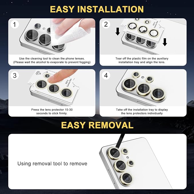 Camera Lens Protector for Samsung Galaxy S26 Ultra, Diamond Gold | Tempered Glass, Auto-align Tray, Easy Installation, Case Friendly, Anti-Scratch, HD Clear, Ultra Slim - Image 6