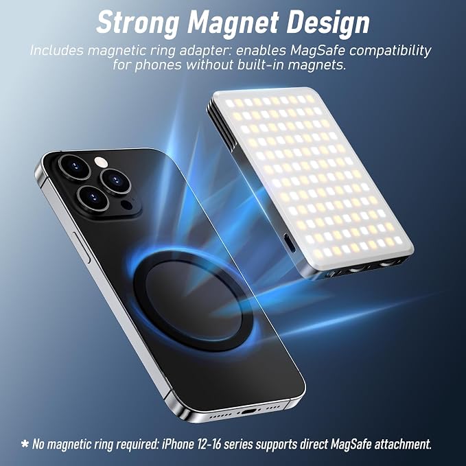 Magnet Phone Light, 160 LED Dual Side Selfie Light Compatible with iPhone Magsafe, 3 Lighting Adjustment Modes, Selfie Lights for iPhone/iPad/Camera/Photography/TikTok/Vlog/Video/Zoom Calls - Image 3