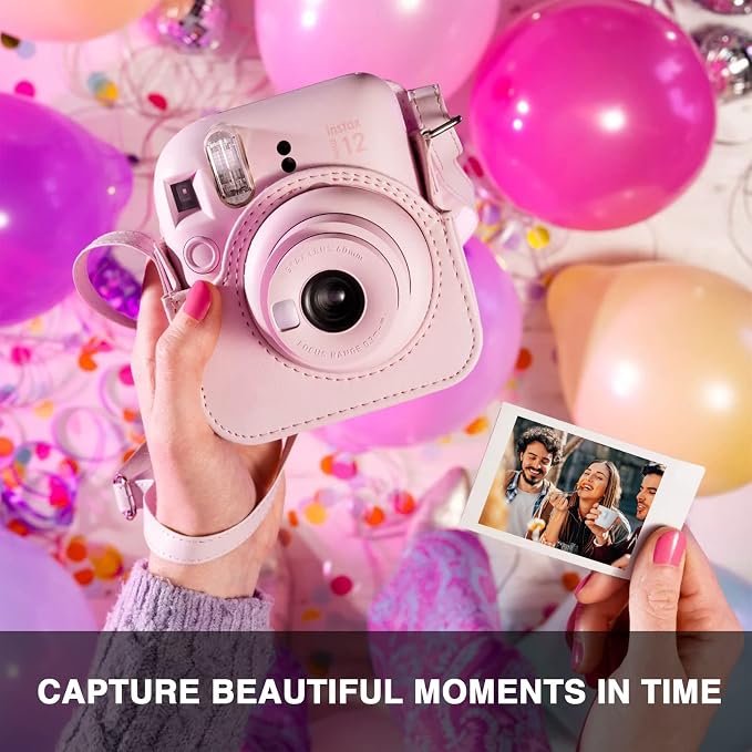 CAIYOULE Camera Case for Fujifilm Instax Mini 12 Instant Film Camera | Protective Camera Case, Camera Crossbody Bag for Fuji Mini 12 with Photo Album, Adjustable Shoulder Strap, Blossom Pink - Image 6