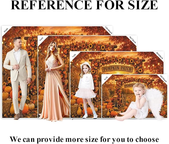 Fall Pumpkin Patch Backdrop 12x8ft Thanksgiving Autumn Harvest Scarecrow Sunflower Photography Background Fall Pumpkin Leaves Theme Baby Shower Party Decorations Photo Booth Props Vinyl - Image 7