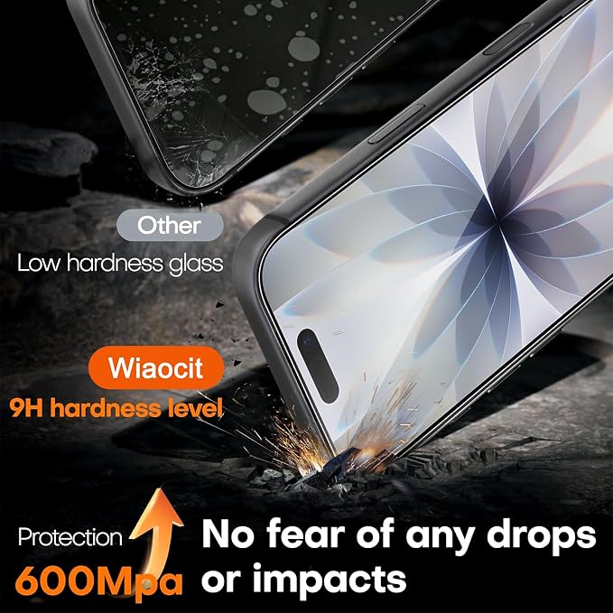 Wiaocit 3 Pack Tempered Glass Screen Protector for iPhone 17 | 9H Hardness, Installation Frame, Bubble Free, Case Friendly - Image 3
