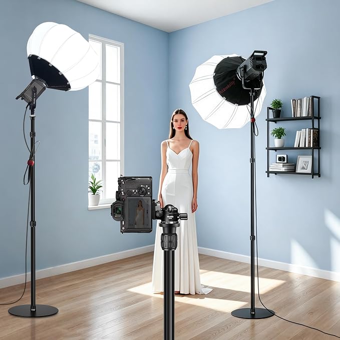 YP-400 Light Stand, 80” Monopod for Camera, LED Light, Heavy Duty Aluminum Alloy 36mm Tubes Metal Round Base with 1/4” Screw, 3/8” Screw & Light Mount Adapter Studio Stage - Image 6