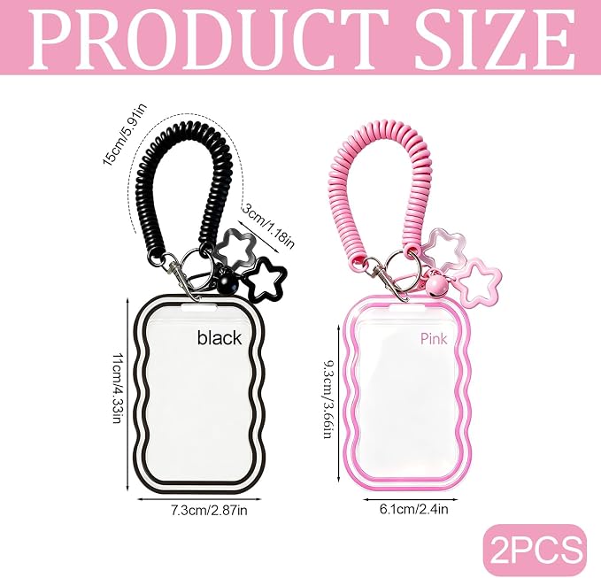 2 Pack Cute Photocard Holder Keychain,Kpop Photo Card Holder | Creative Photo Protector Keychain Accessories for Bus Card, Daily Display & Travel Decorations Gifts - Image 2