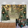 Mocsicka 7x5ft Winter Christmas Backdrop for Photography Christmas Glitter Bokeh Green Pine Tree Lamps Photo Backdrop Xmas Family Pictures for Kids Newborn Photography Background by Mocsicka