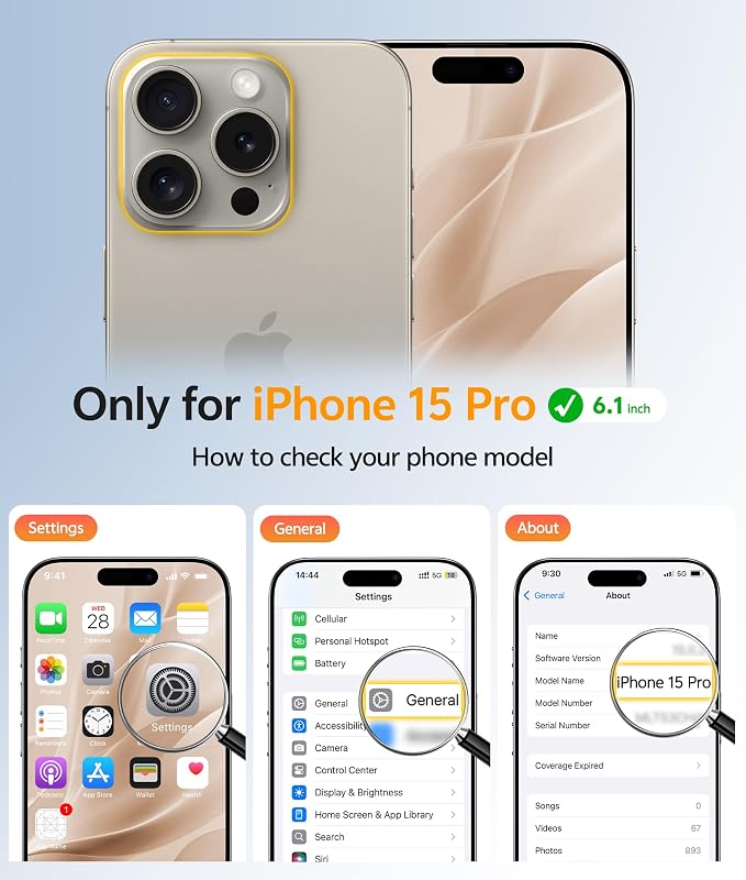 FNTCASE for iPhone 15 Pro Case, Fit for Magsafe, Screen Protector, Blue | Full Camera Protection, Translucent Matte, 14FT Military Grade Drop Proof, Shockproof Protective Phone Cover - Image 2