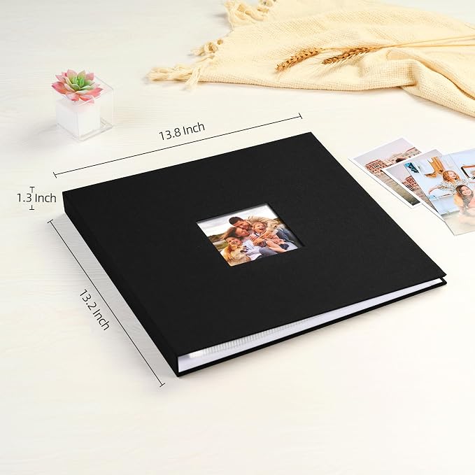 Mublalbum 12x12 Inch 3 Ring DIY Scrapbook Photo Album 40 Pages, Black | 3 Ring Binder Scrapbook, Linen Cover, 20 Plastic Sleeves 40 Pages, Memory Book for Wedding, Baby, Family, DIY Projects - Image 2