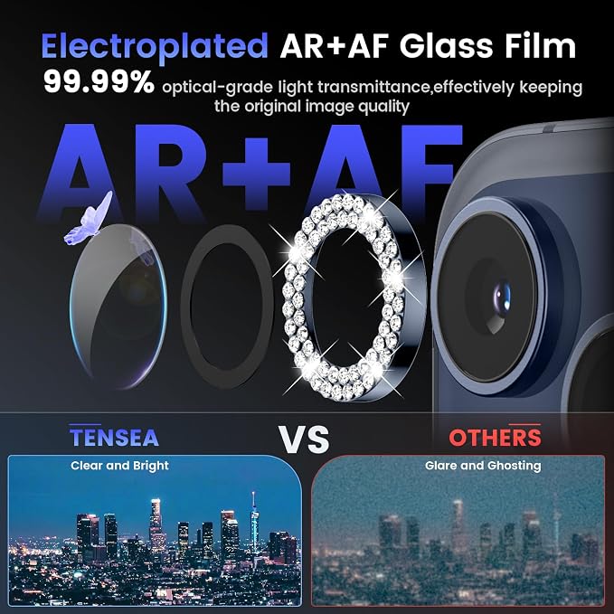 Tensea Camera Lens Protector Compatible for iPhone 17 Pro Max/17 Pro/15 Pro Max/15 Pro/16 Pro Max/16 Pro/14 Pro Max/14 Pro, Metal Tempered Glass Cover Camera Screen Protector Accessories,Case Friendly - Image 3